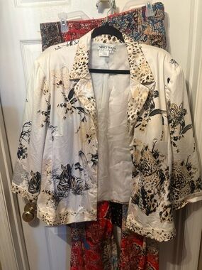 Nancy Bolen Cream Animal Print Blazer Jacket